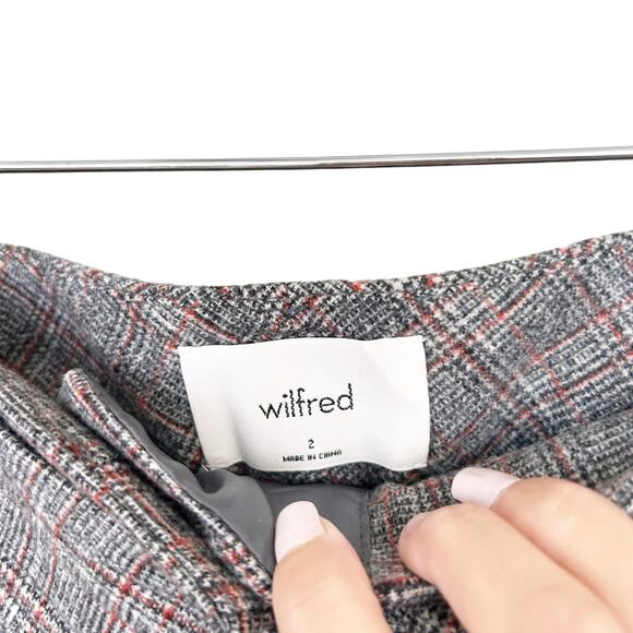 Aritzia Wilfred Wool Blend Plaid Tie Front Trousers Sz 2 - Picture 2 of 6